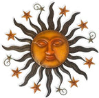 LIFFY 24" Sun Face Metal Wall Art for Outdoor Decor - Solar Themed Hanging Sculpture, Weather-Resistant Garden Patio Wall Décor, Farmhouse Home Accent Gift (Antique Bronze Finish) by LiffyArt