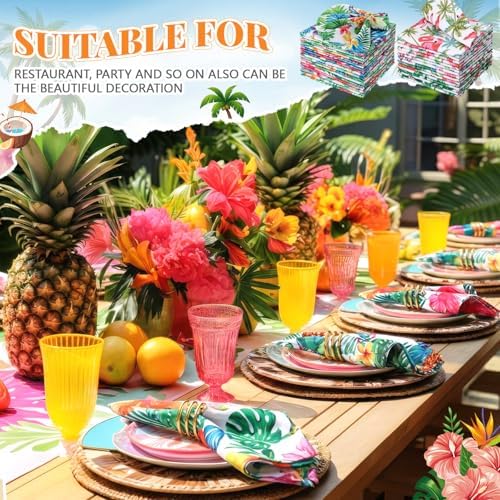 Nuogo 36 Pack Tropical Cloth Napkins 15"x15" Summer Hawaiian Dinner Napkin - Image 5