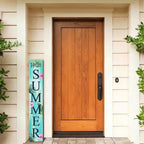 Hello Summer Tropical Plants Porch Board Welcome Solid Wood Sign and Porch Leaner for Front Door Porch Deck Patio or Wall Farmhouse Rustic Vertical Porch and Yard Decor 8”x48” - Image 3