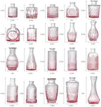 Glass Bud Vase Set of 20 - Small Vases for Flowers in Bulk - Assorted Vintage Crystal Vases for Flowers, Table Centerpieces (Pink, 20 Pcs) - Image 7