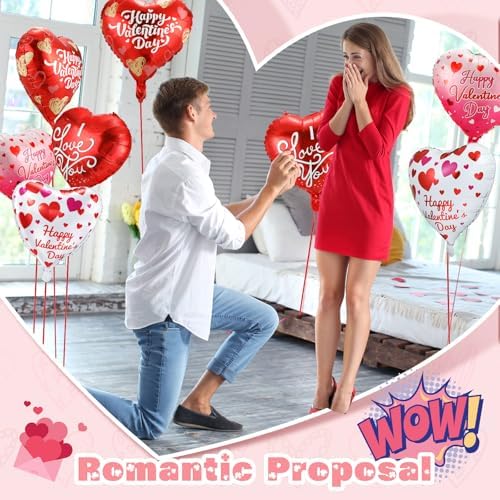 FairySandy 100 Pcs Valentine's Day Heart Foil Balloons Valentine's Day Decorations 18 Inch Valentines Love Balloon Party Decorations for Wedding Baby Shower Birthday Decor Multicolor - Image 6