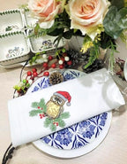 Embroidered Cloth Napkin Owl Christmas Cotton Napkins Set of 6, 20 x 20 Hemstitch Table Napkins, Machine Washable, for Daily & Holiday Dining, Great Gift Ideas - Image 4