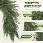 6FT Christmas Garland Full Layered Greenery Real Touch Cedar Garland - Image 2