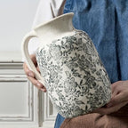 Ceramic Vintage Vase Flower Decorative Vase Chinoiserie Decor Rustic Farmhouse Retro Floral Vases for Table Bookshelf Mantel Kitchen Living Room Office - 9.5" Gray - Image 3