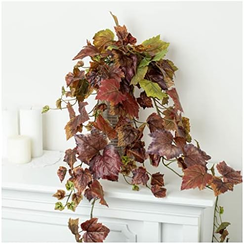 Autumn Grape Leaf Cascading Artificial Ivy Vine Bush – 39" Tuscany Vineyard by FactoryDirectCraft