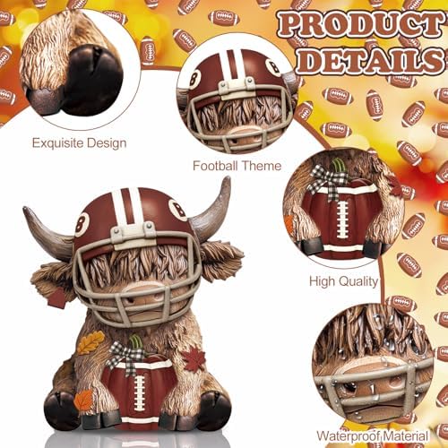 Karenhi 2 Pcs Highland Cow Figurines Fall Football Tabletop Decorations - Image 4