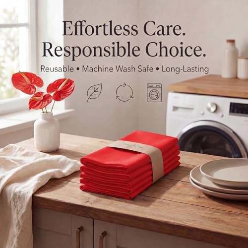 Urban Villa Cloth Napkins Cotton 20x20 (Set of 12) Red - Image 7