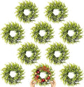 10 Pcs Christmas DIY Gree Wreath 10 Inch Green Artificial Wreaths DIY Faux Plain Wreaths Front Door Green Farmhouse Cabinets Wreath Indoor Outdoor Wall Decor(Pine Needle) by Gosodeny