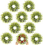 10 Pcs Christmas DIY Gree Wreath 10 Inch Green Artificial Wreaths DIY Faux Plain Wreaths Front Door Green Farmhouse Cabinets Wreath Indoor Outdoor Wall Decor(Pine Needle) by Gosodeny