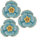 3 Pcs Metal Flower Wall Art Set 10 Inch Rustic Modern Floral Sculpture by DILATATA