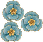 3 Pcs Metal Flower Wall Art Set 10 Inch Rustic Modern Floral Sculpture by DILATATA