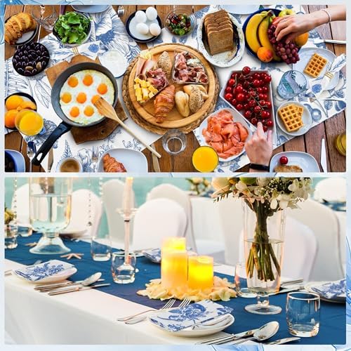 Kochorie 24 Pieces Blue Floral Cloth Napkins, 18 x 18 Inch Reusable Soft Fabric Napkins, Washable Flower Dinner Cocktail Napkin for Spring Summer Tea Party Holiday Home Kitchen Wedding Restaurant - Image 5