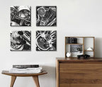 DJSYLIFE Black and White Vintage Motorcycle Wall Art 12" x 12" - Image 5