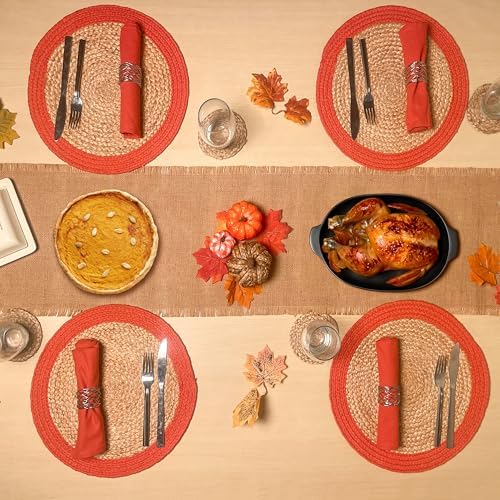 Chardin Home Round Verona Woven Jute & Cotton Placemat, 14 Inch, Set of 4 - Image 6