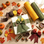 10 Pcs Fall Ribbon 4 Mesh Ribbon 6 Burlap Wired Edge Ribbons - Image 3