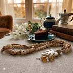 Laju Handmade Tiana - Brazilian Wood Bead Garland with Monstera Leaf - 25" Organic Boho Home Decor & Coffee Table Styling Accessory - Image 5