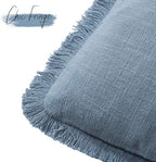 Foindtower Decorative Linen Fringe Throw Pillow Covers 24×24 Misty Blue - Image 3