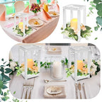 Hushee 60 Pcs Wooden Wedding Lantern Centerpiece Candles Wreaths Set,White - Image 3
