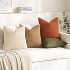 MIULEE Farmhouse Decorative Pillow Covers 20x20 Inch Set of 4 Brown Green - Image 3