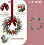 Riceshoot 12" Small Christmas Wreath for Chair Mini Cabinet Wreath with Bow - Image 4