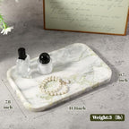 Karibiber Luxury Marble Vanity Tray, Bathroom Tray Countertop, Bianco Marble/Stone, Home Decorative Dresser Organizer, Storage for Kitchen Sink, Perfume Jewelry Holder(Green&White) - Image 4