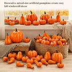 52 PCS Assorted Sizes Rustic Orange Harvest Artificial Pumpkins Realistic Faux Pumpkins for Fall Halloween Thanksgiving Holiday Home Mantel Tabletop Painting Decorations - Image 4
