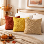 decorUhome Faux Fur Light Brown Khaki Throw Pillow Covers 26x26 Set of 2 - Image 4