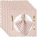 SmoothNovelty 24 Pack Buffalo Plaid Cloth Napkins 18x18 Inch Checkered Cloth Napkins Scalloped Soft Cotton Table Mat Washable Reusable for Dinner Wedding Holiday Birthday Parties (Classic,Khaki) by SmoothNovelty