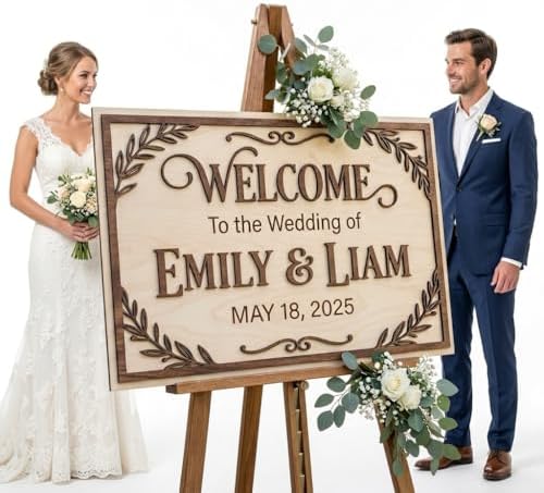 Personalized Boho Woodland Wedding Welcome Sign - Custom 3D Wood Landscape Ceremony Entrance & Reception Board for Rustic Barn, Forest or Outdoor Venue - Multiple Sizes - Image 3