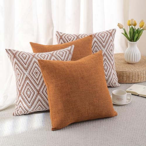 HPUK Throw Pillow Covers 18x18, Set of 4, Golden Brown Couch Pillow Covers - Image 3