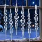 Clear Glass Finial Christmas Ornaments,10-Inch Hanging Decor for Tree, 6-Pc by OuMuaMua