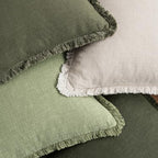MIULEE Fall Linen Fringe Pillow Covers Set of 4 18x18 Beige/Sage Green - Image 6