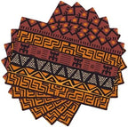 African Clay Cloth Placemats Set of 6, Tribal Ethnic Boho Geometric Elements Design, Kitchen Dining Room Non-Slip Insulation, 12x18 Inches by AuiMzoo