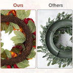 24" Artificial Fall Floral Wreath for Front Door Autumn Wreath with Pumpkin Peony Hydrangea for Halloween Thanksgiving Day Indoor Outdoor Farmhouse Window Wall Décor - Image 6