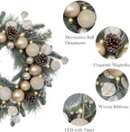 Valery Madelyn 20" Pre-Lit Christmas Wreath for Front Door with Lights - Image 5