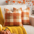 AQOTHES Plaid Fall Throw Pillow Covers Orange 26x26 Inch Set of 2 by AQOTHES