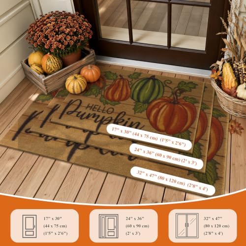 U'Artlines Fall Hello Pumpkin Low Pile Front Door Mat 24"x36" - Image 6