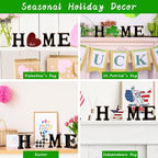 Interchangeable Home Table Signs with 11Pcs Seasonal Icons, Wooden "HOME" Letter Signs Interchangeable Holiday Decorative Table Shelf Centerpiece for Holiday Room Decoration - Image 4