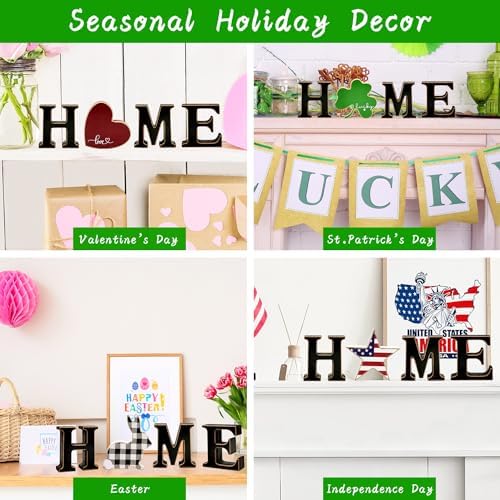 Interchangeable Home Table Signs with 11Pcs Seasonal Icons, Wooden "HOME" Letter Signs Interchangeable Holiday Decorative Table Shelf Centerpiece for Holiday Room Decoration - Image 4