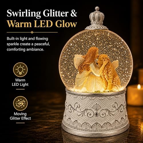 Dog Memorial Gifts for Loss of Dog Sympathy Gift, Snow Globe with Auto Swirling Glitter & 6H Timer, Battery or USB Powered, Dog Passing Away Gifts for Home Decor - Image 3