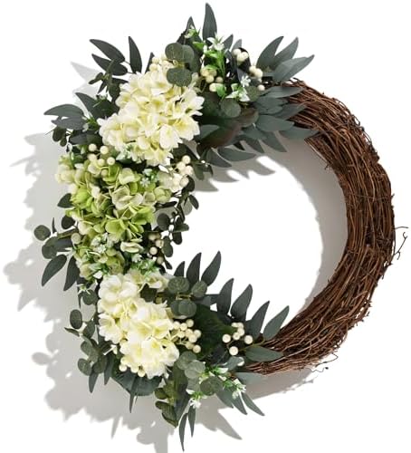 Summer Fall Flower Wreath for Front Door 20 Inch Hydrangea Door Wreath by Covanm