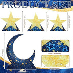Leinuosen 4 Pcs Starry Night Party Decoration Crescent Moon Star Cardboard Stand up Cutout 2.15-5 ft Large Life Size Twinkle Little Backdrop Prom Photo Prop Standup for Movie Night Birthday Homecoming - Image 2