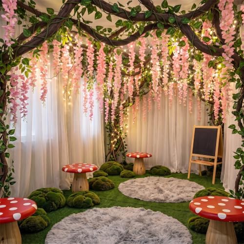 Enchanted Jungle Theme Decoration Set Artificial Pink Wisteria Vines by Afniimyapt