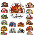 Interchangeable Welcome Sign for Front Door, 11.8In Wooden Door Sign，16 Pcs by Unknown