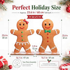 Sosation 2 Christmas Gingerbread Couple 24''porch Decor Standing Porch Sign - Image 2