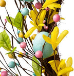 Glitzhome 22" D Easter Wreath with Easter Eggs Berries and Forsythia for Front Door Wall Window Spring Easter Garland with Colored Eggs Berries Holiday Decoration - Image 4
