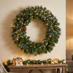National Tree Company 30in Pre-Lit Crestwood Spruce Christmas Wreath - Image 2