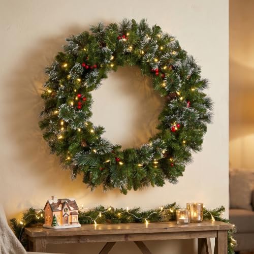 National Tree Company 30in Pre-Lit Crestwood Spruce Christmas Wreath - Image 2
