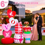 Valentine Inflatables Outdoor Decorations 6 FT Valentine's Day Inflatable Love Gift Box Bouquet Blow Up Decor with LED Lights for Yard,Lawn,Garden Romantic Gifts - Image 4