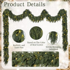 15FT Christmas Cedar Garland with Lights Prelit Pine Garland Decoration - Image 3